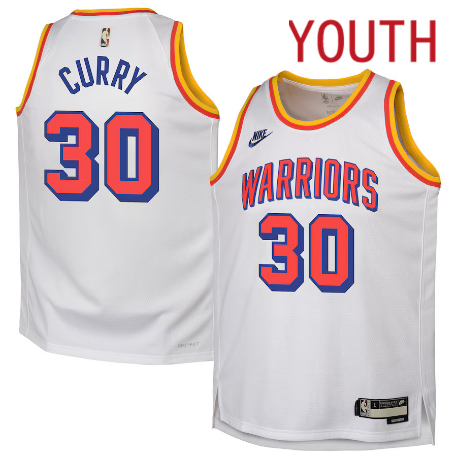 Youth Golden State Warriors #30 Stephen Curry Nike White 2024-25 Swingman NBA Jersey->golden state warriors->NBA Jersey